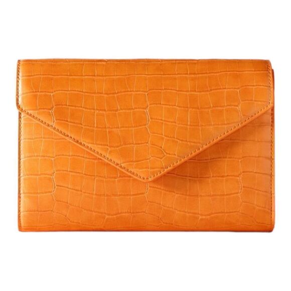 Zara Orange Croc-Embossed Clutch - Picture 2 of 3
